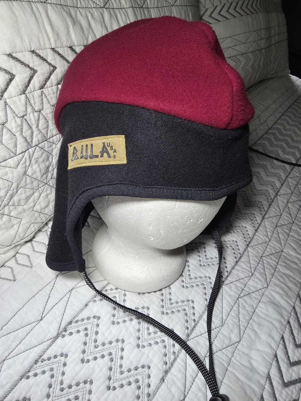 BULA Two-Tone Trapper Hat in Maroon and Black